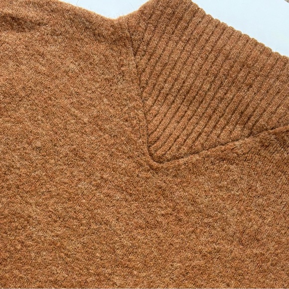 Madewell Mod Retro V Mock Turtleneck Long Sleeved Cinnamon Brown Sweater Size SM - Picture 9 of 11